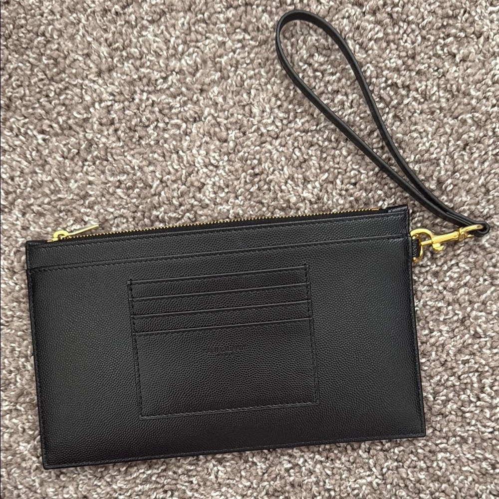 Yves Saint Laurent Black Clutch with Gold Accents - Picture 2 of 4
